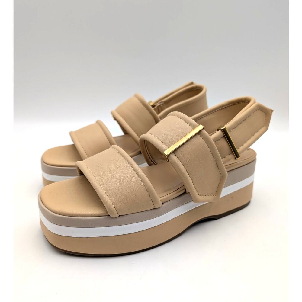 Franco Sarto Piper Slingback Platform Sandals Women's Buff Beige Size US7.5 EU38